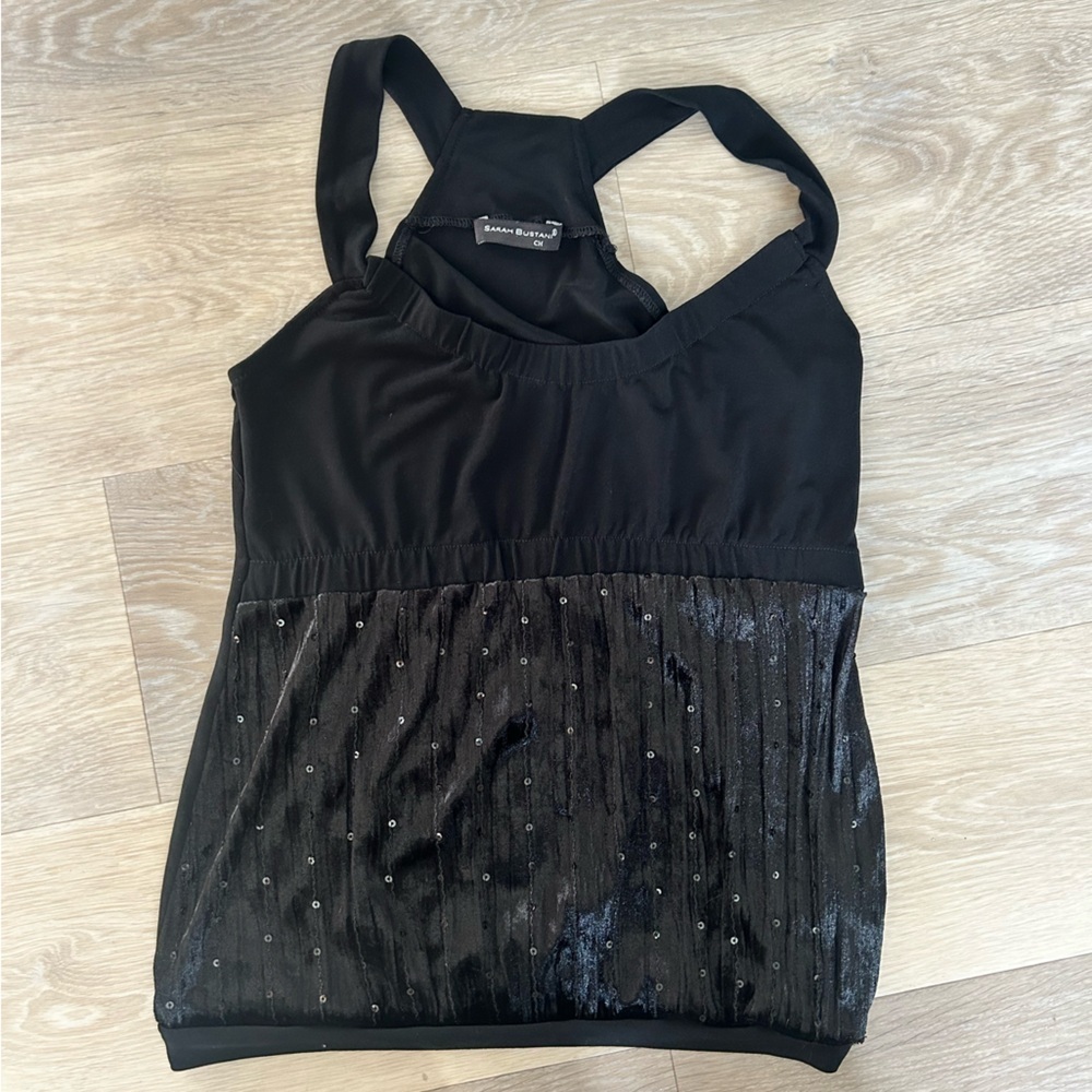 Sarah Bustani 2000s Black Halter Sequin Top